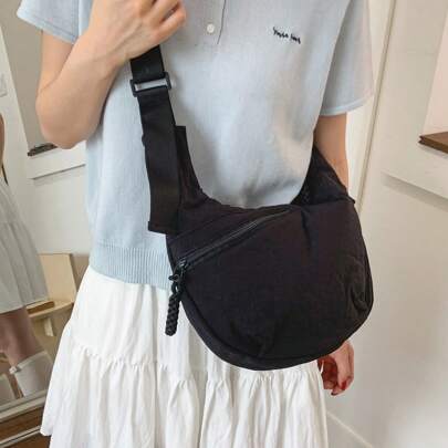 Borsa a spalla da donna con spalla asimmetrica, borsa a mezzaluna, borsa a fagotto, borsa a spalla casual, borsa a tracolla, borsa da viaggio adatta p