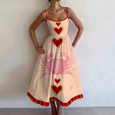 Abito da donna a bustino senza schienale, in stile casual ed elegante, con stampa, per la primavera/estate