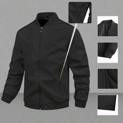 Giacca bomber leggera da uomo, giacca a vento, taglia comoda, casual, Giacca da esterno