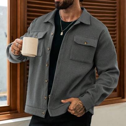 Giacca casual a maglia corta da uomo, abbigliamento uomo autunnale, cappotto uomo invernale, cappotto verde