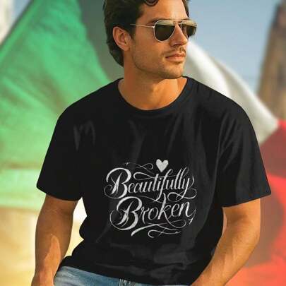 Beautifully Broken T Shirt Uomo Moda Casual Elegante Maglietta Estiva Design Unico Regalo Uomo Offerta Moda  Outfit Giovane