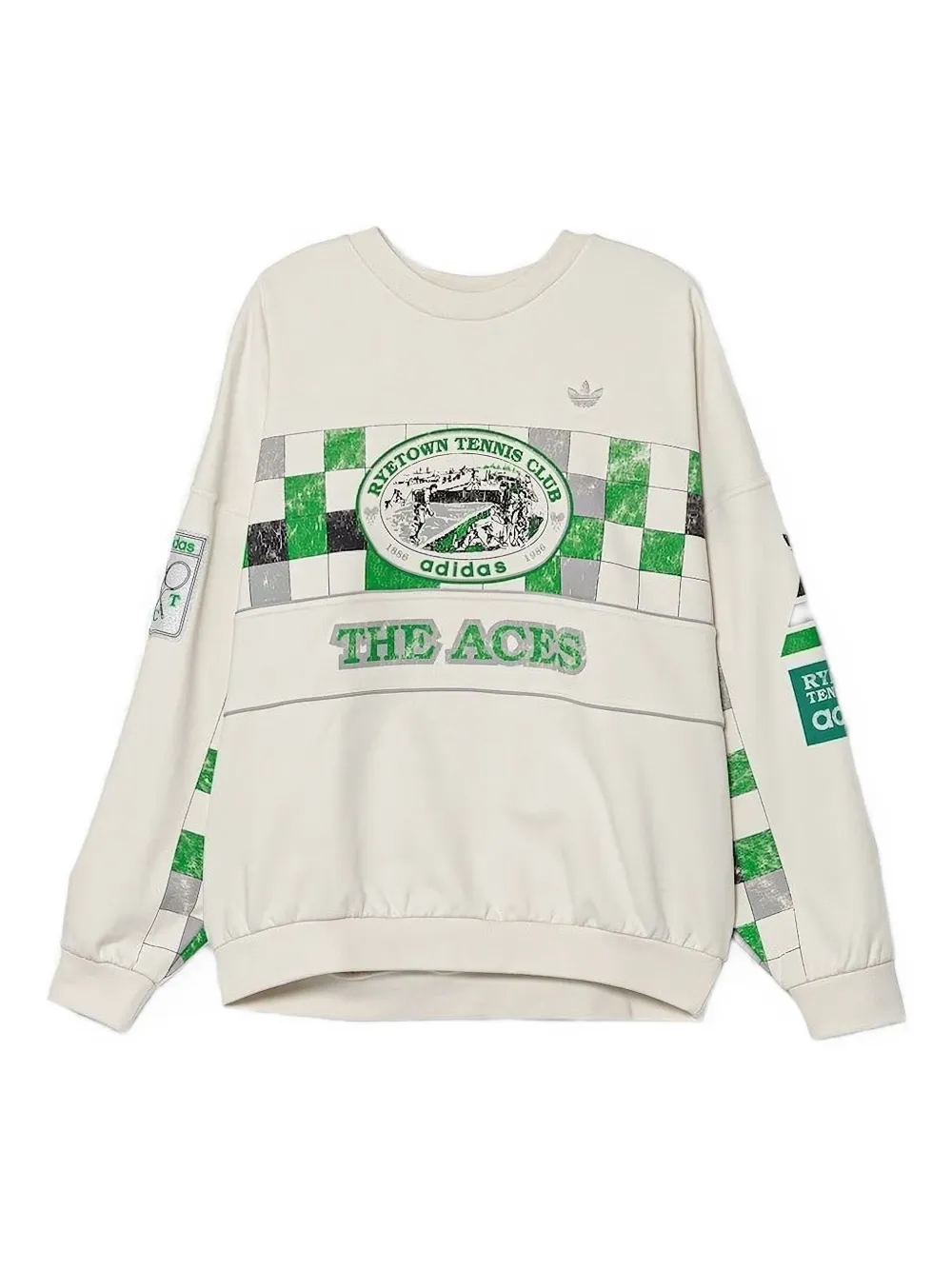 adidas checkers-print sweatshirt - Bianco