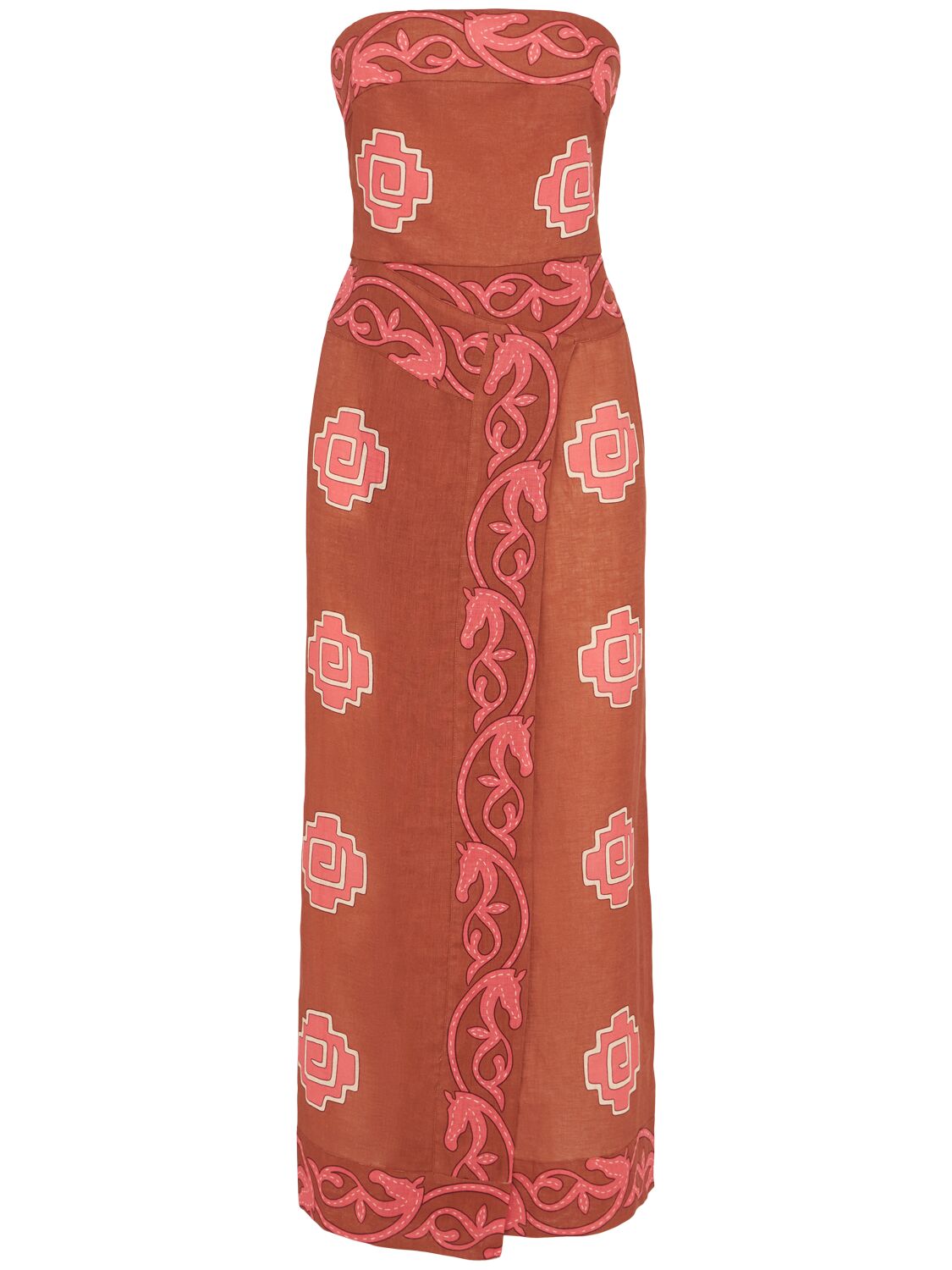 Linen Ancient Strapless Midi Dress