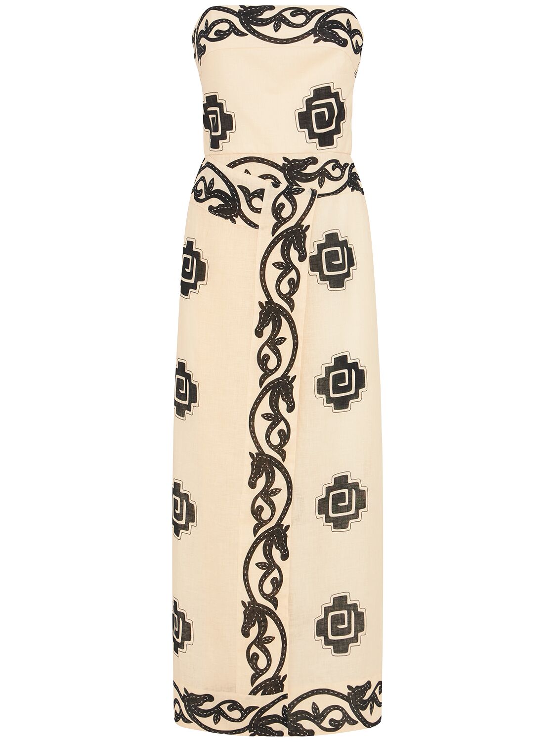Linen Ancient Strapless Long Dress
