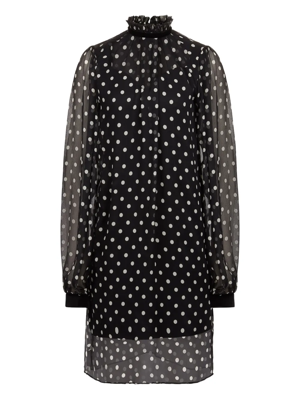 Nina Ricci polka-dot ruffled mini dress - Nero