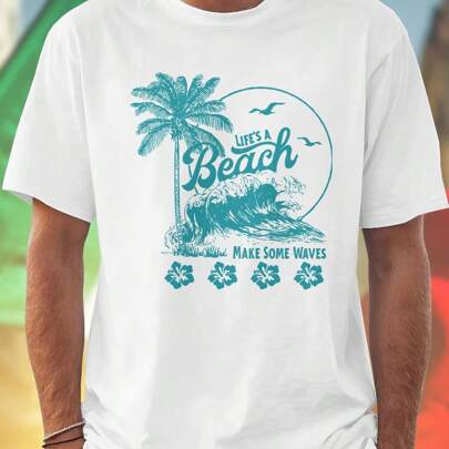 Life's A Beach T Shirt Uomo Estate Moda Mare Stampa Morbida Traspirante Novità Casual Regalo Vacanza Collezione Saldi Offerta Imperdibile Acquista Ora