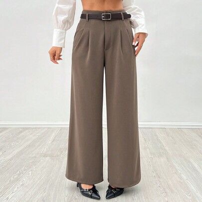 Pantaloni marroni da tailleur da donna(cintura inclusa)