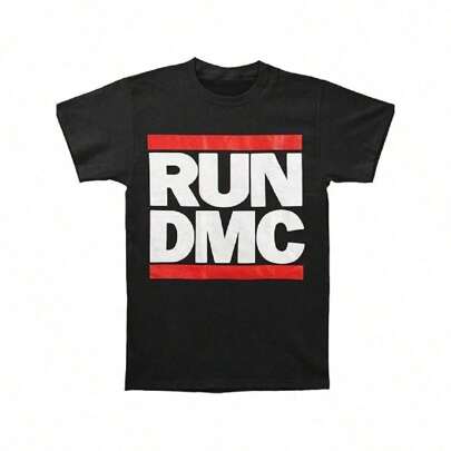 Bravado Mens Run Dmc Logo,Loose-Fit Unisex Style T-Shirts,Cotton Graphic T-Shirt,Unisex Crewneck T-Shirts | Classic & Timeless