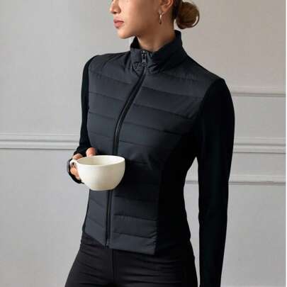 Cappotto imbottito basic da donna, abbigliamento invernale da donna, cappotto invernale da donna