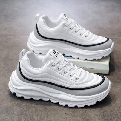 scarpe sportive con suola spessa da uomo, scarpe casual, scarpe da all'aperto, scarpe da skate, scarpe piatte, scarpe bianche, scarpe traspiranti, sca