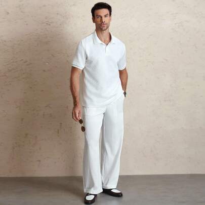 Pantaloni larghi casual bianchi e smanicati da uomo