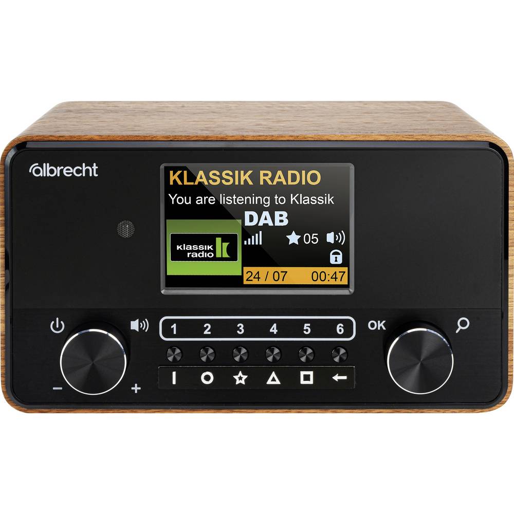 Albrecht DR 866 Radio da tavolo DAB+, FM AUX, Bluetooth, DAB+, FM tasti tattili , parlante, Funzione allarme Noce