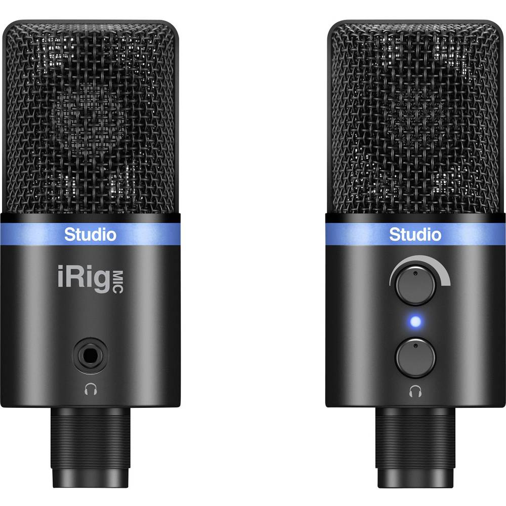 IK Multimedia IRIG MIC STUDIO BLACK Microfono USB da studio Tipo di trasmissione (dettaglio):Cablato incl. morsetto, Stativo, Alloggiamento in metallo
