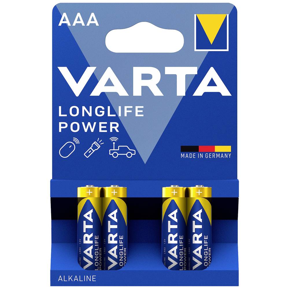 Varta LONGLIFE Power AAA Bli 4 Batteria Ministilo (AAA) Alcalina/manganese 1.26 Ah 1.5 V 4 pz.