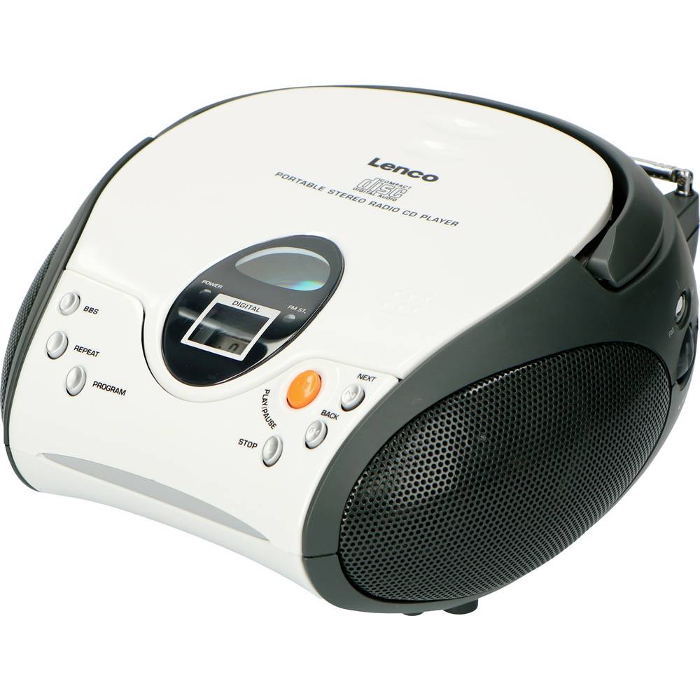 Lenco Lenco SCD-24 white - Tragbares FM-Radio mit CD-Player - Kopfhöreranschluß - Weiß Radio CD