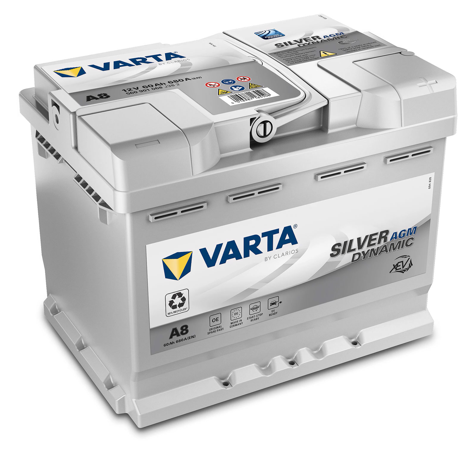 Batteria Auto Varta A8 (ex D52) 60Ah Agm 680A Start Stop 12v
