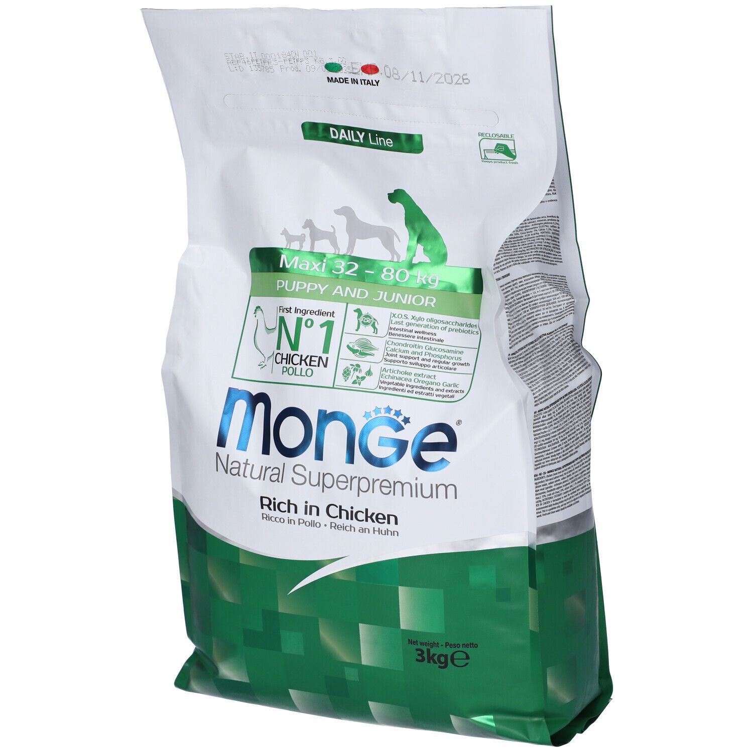Monge Natural Superpremium Secco Cane Puppy Junior Maxi Crocchette 3 K