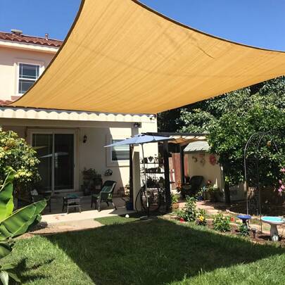 1 Pezzo di Telo parasole premium di colore giallo con occhielli rinforzati - Rete antincendio UV resistente e durevole per giardini, piscine e spazi e