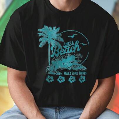 Life's A Beach T Shirt Uomo Estate Moda Mare Stampa Morbida Traspirante NovitÃ  Casual Regalo Vacanza Collezione Saldi Offerta Imperdibile Acquista Or