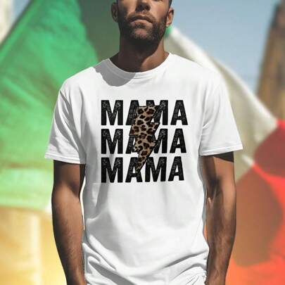 Mama Leopard Lightning T shirt Uomo Maglietta Moda Casual Estiva Cotone Comoda Idea Regalo NovitÃ   Must Have Offerta Esclusiva Shopping Online Stile 