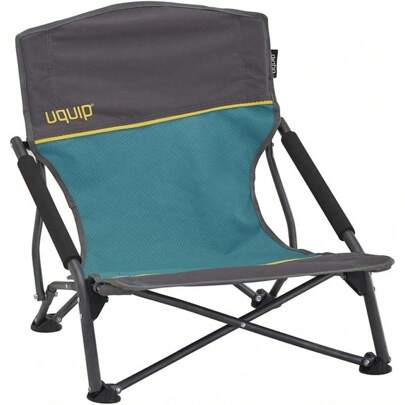 Sedia da spiaggia pieghevole per campeggio, pieghevole, bassa, portata 120 kg, colore blu e grigio