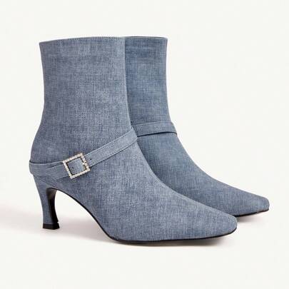 Stivali corti eleganti da donna con punta quadrata