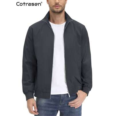 Giacca Uomo Leggera Antivento Casual Esterni Zip Completo Golf Giacca Mezza Stagione