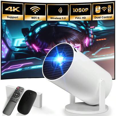 Proiettore intelligente HY300 Pro, proiettore portatile per Android 11.0, doppio WiFi, HD 1280x720p, wireless 5.0, supporta decodifica hard 4K, riprod