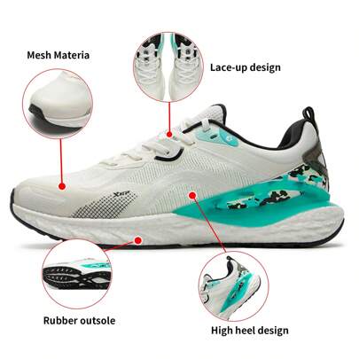 Scarpe da corsa da uomo, sneaker atletiche leggere e traspiranti, scarpe casual basse, 877319110026 Bianco Vela/Verde Iridescente