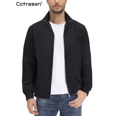 Giacca Uomo Leggera Antivento Casual Esterni Zip Completo Golf Giacca Mezza Stagione