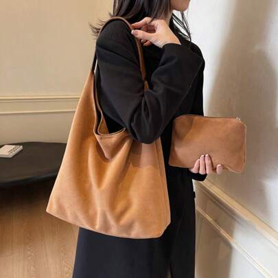 Borse  per donna, borsa  marrone, borsa hobo , borsa hobo  retrò, borsa a spalla , borse hobo morbide , borsa tote  - borsa a spalla da donna con opzi