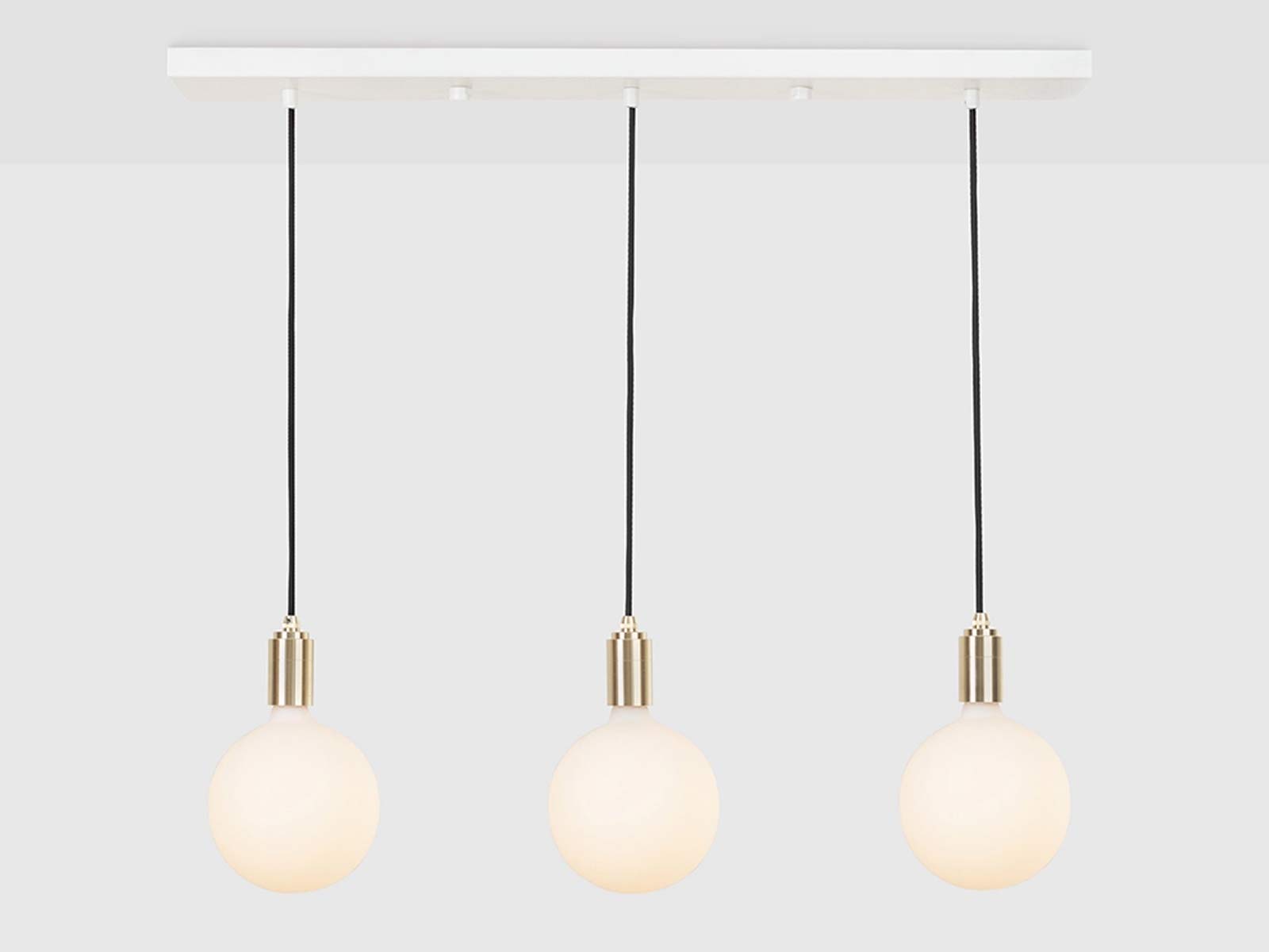 Brass Linear Triple Pendant With Sphere IV