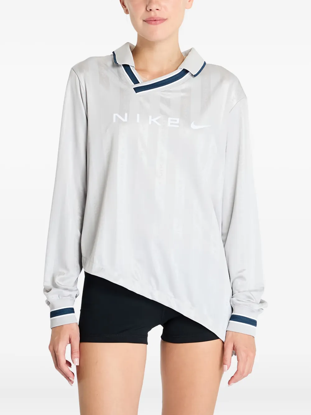 Nike jacquard long-sleeve polo top - Grigio