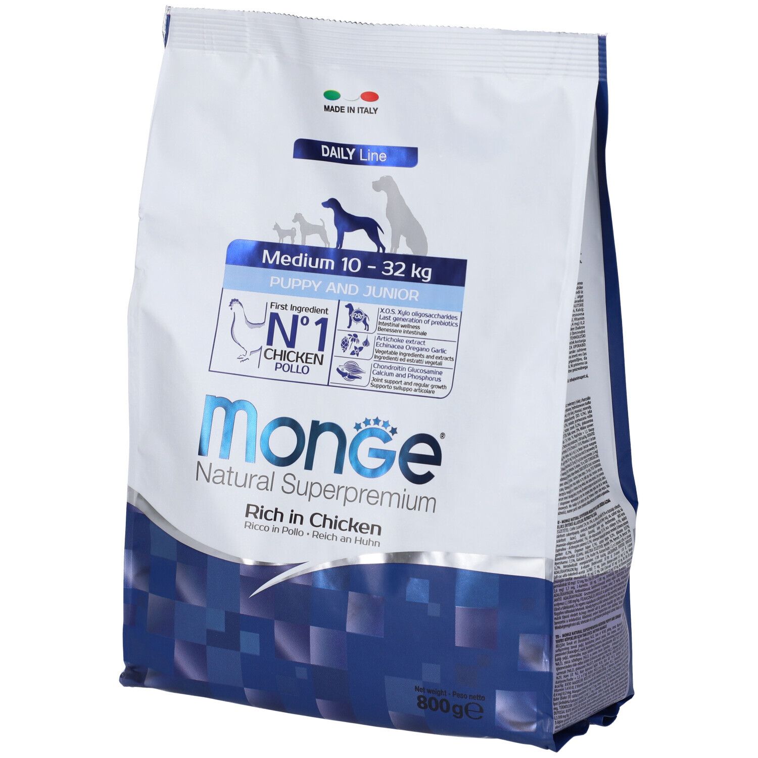 Monge Daily Line per Cani Medium Puppy & Junior con Pollo 800g 800 g M
