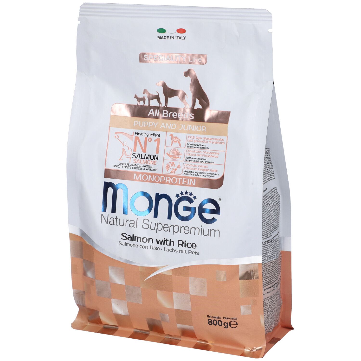 Monge Monoprotein All Breeds per Cani Puppy & Junior con Salmone Riso