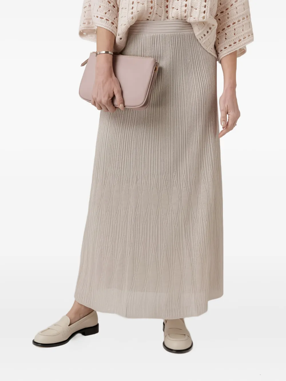D.Exterior pleated linen maxi skirt - LINO