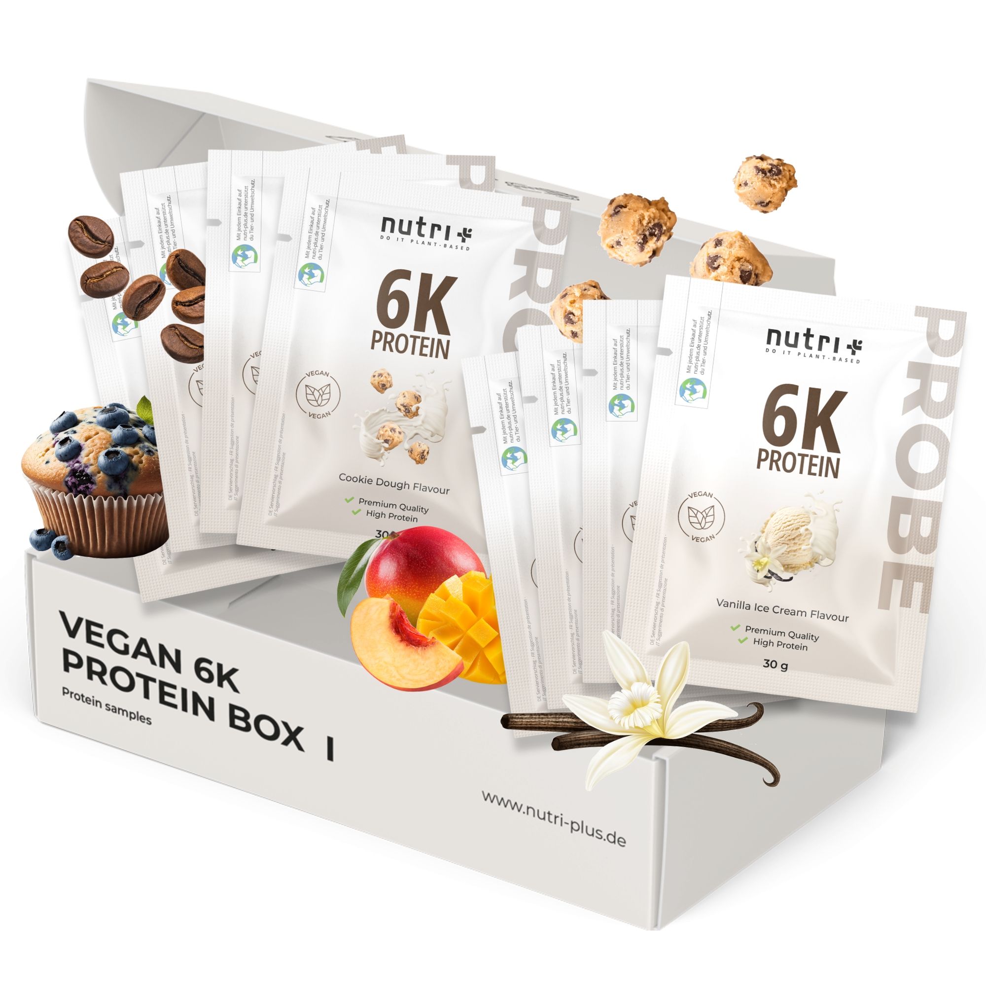 nutri+ Box di Campioni Proteine Vegane 6K 240 g Set combinato