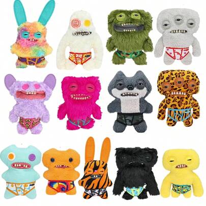 Giocattolo di peluche mostro brutto divertente Fuggler genuino da 22cm, edizione Budgie Fuggler con mutande, serie mostro alieno dal dente arrabbiato,