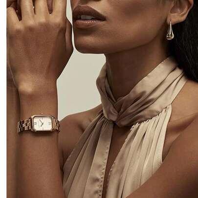 Orologio da donna al quarzo color oro rosa, elegante orologio da donna con bracciale e quadrante bianco lucido, orologio da donna con bracciale a magl