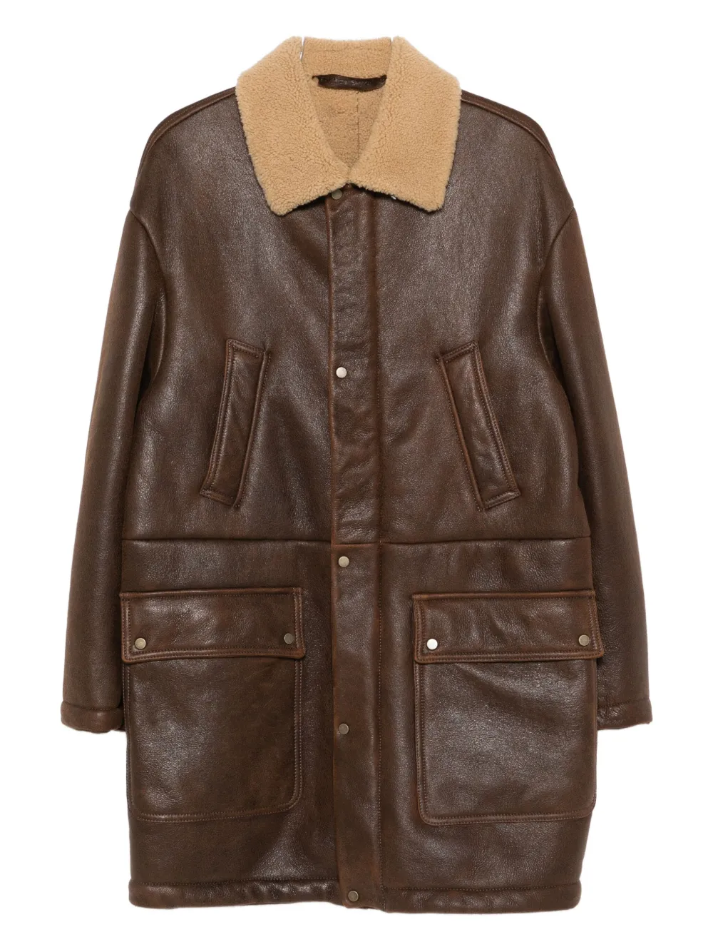 Salvatore Santoro sheepskin flap-pocket coat - Marrone