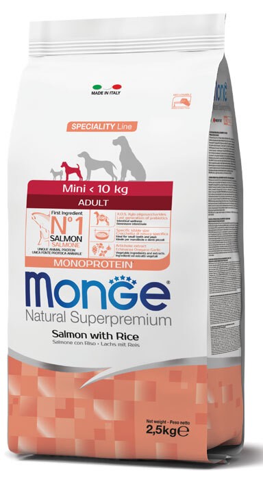 Monge Mini P/J Salmon/Riso     Kg.7,5 - Monge Natural Superpremium Secco Cane
