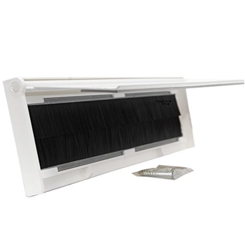 Letter Box Cover With Flap & Brush For Internal Or External Use - White Finish -