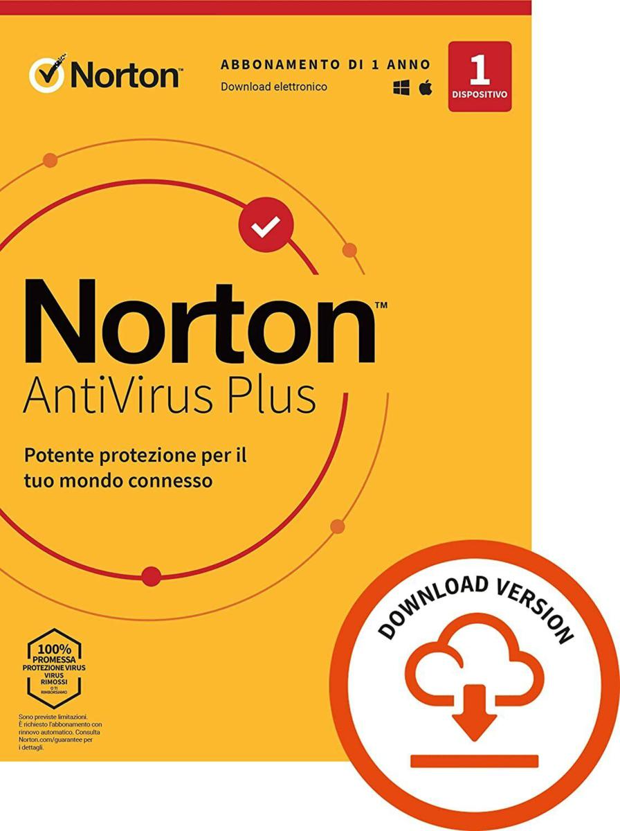 Norton Antivirus Plus Box abbonamento licenza 1 anno 2024 Pc Mac 2GB BackUp