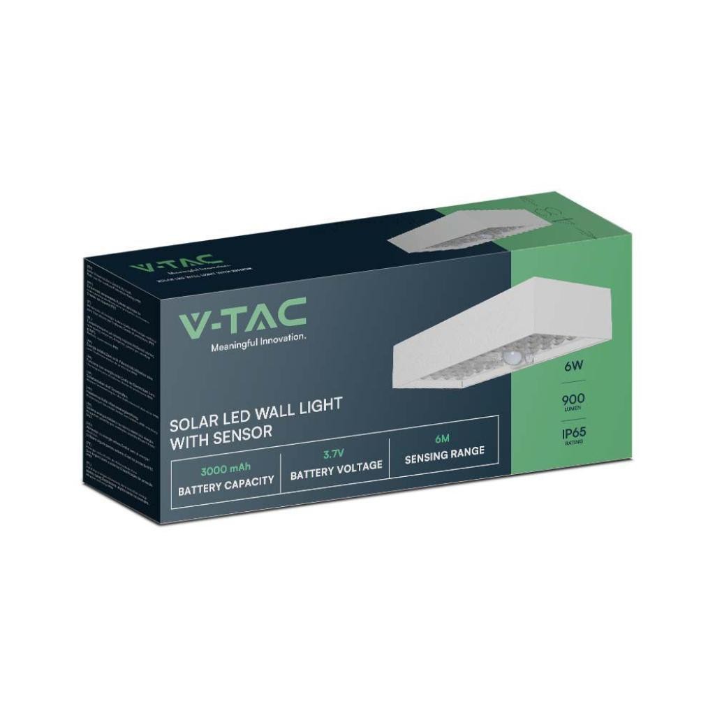Lampada LED V-tac da Muro 6W Con Pannello Solare e Sensore PIR Colore Bianco 400