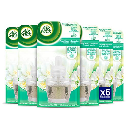 Air Wick Ricarica Per Diffusore Elettrico, Fresia E Gelsomino, 19 Ml, Confezione Da 6 Pezzi