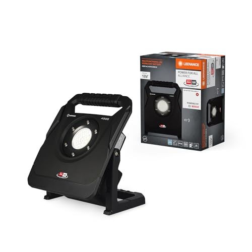 Ledvance Work Light With Swivelling Head, Battery-Operated, Power For All Alliance Battery Compatible, 40 W, 4,500 Lm, 6,500 K, 840 Cold Daylight, 3-S