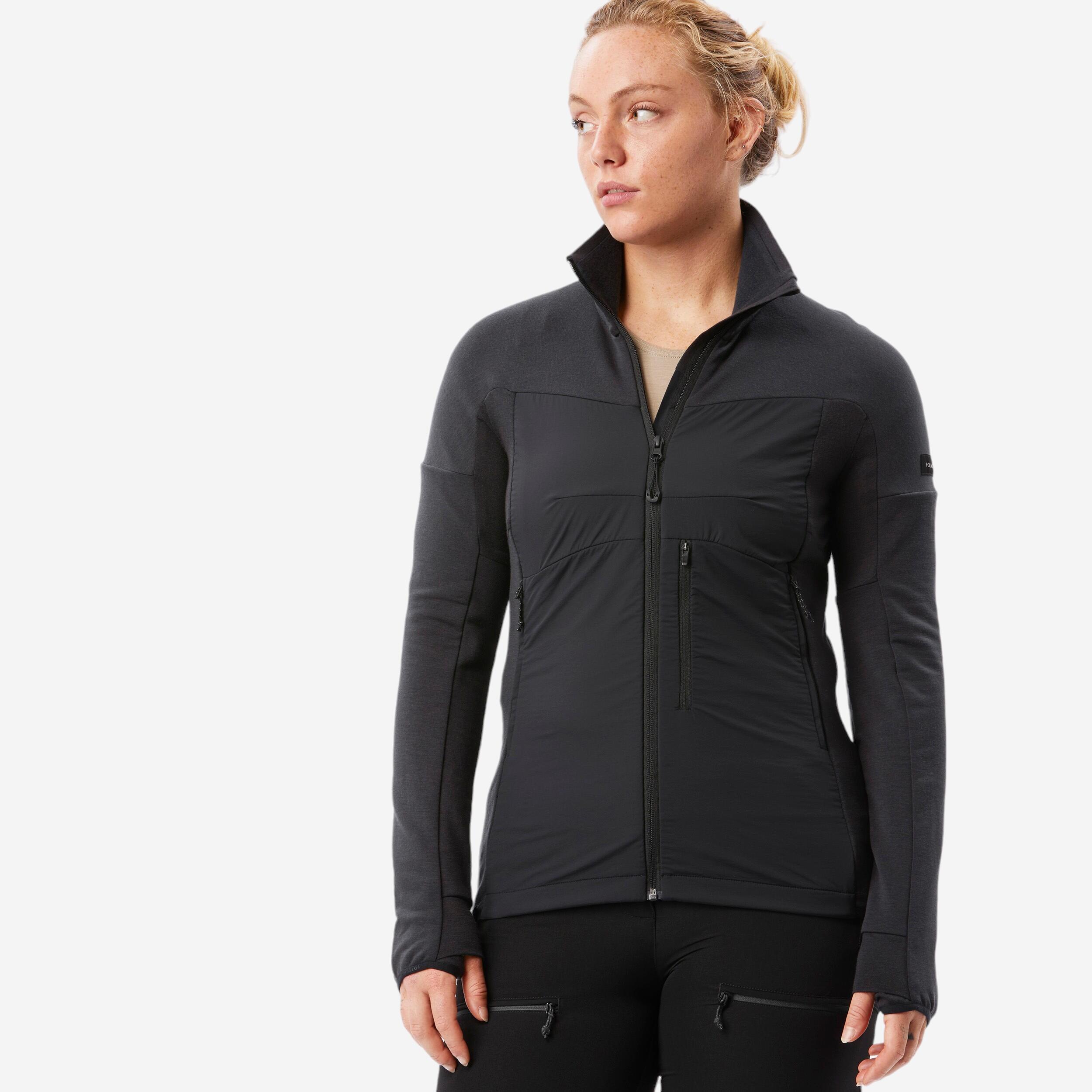 Decathlon | Sottogiacca lana merinos trekking donna MT900 WOOL nero |  Forclaz