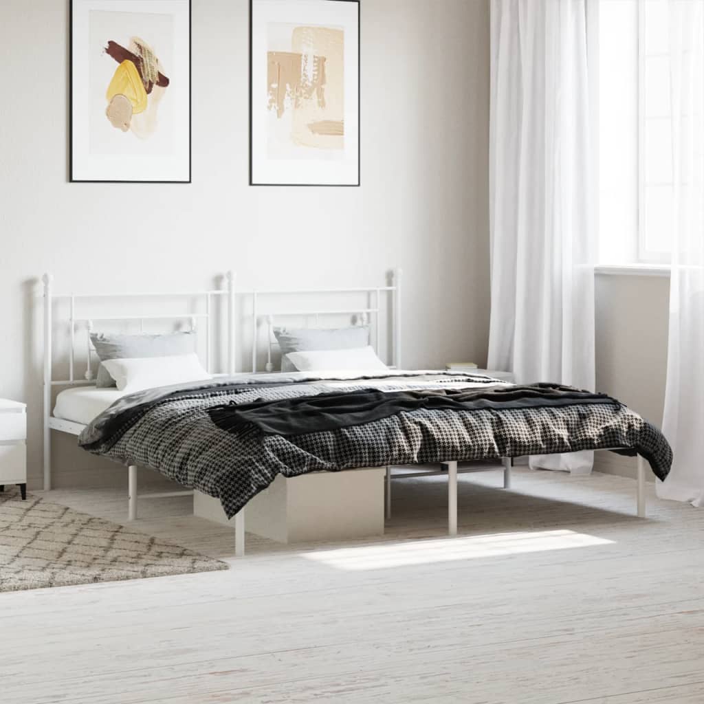 vidaXL Cadre de lit métal avec tête de lit blanc 180x200 cm
