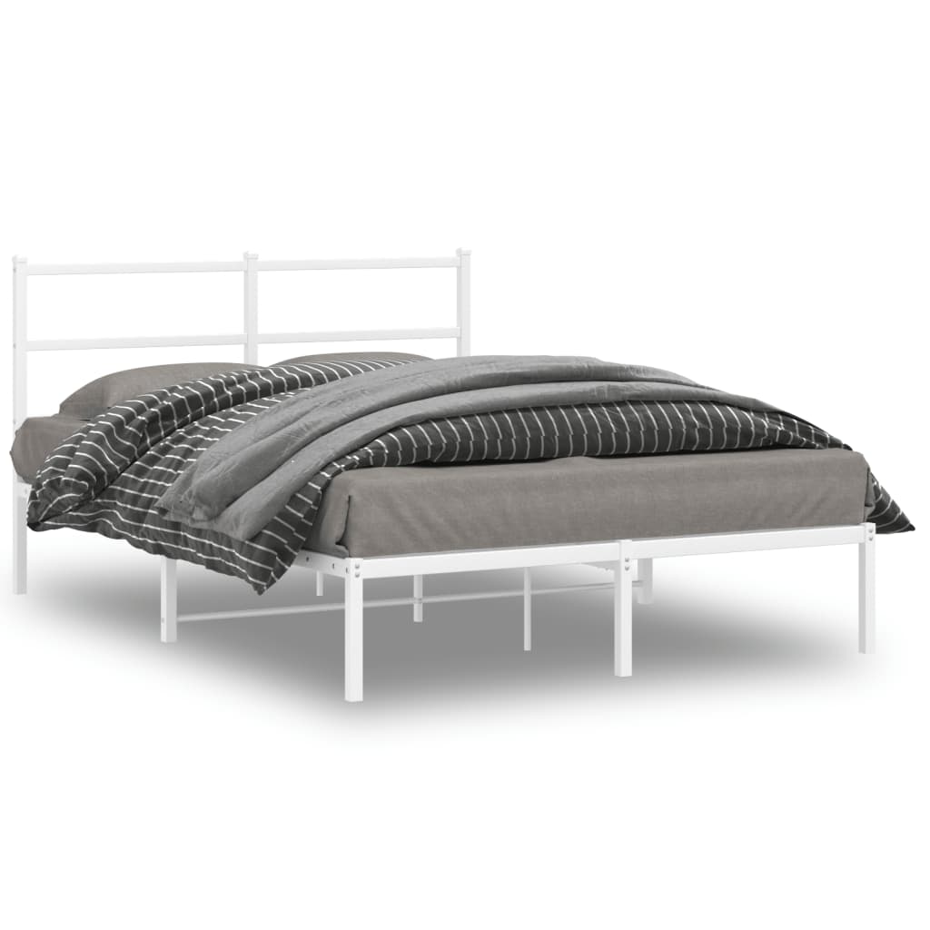 vidaXL Cadre de lit métal avec tête de lit blanc 140x200 cm