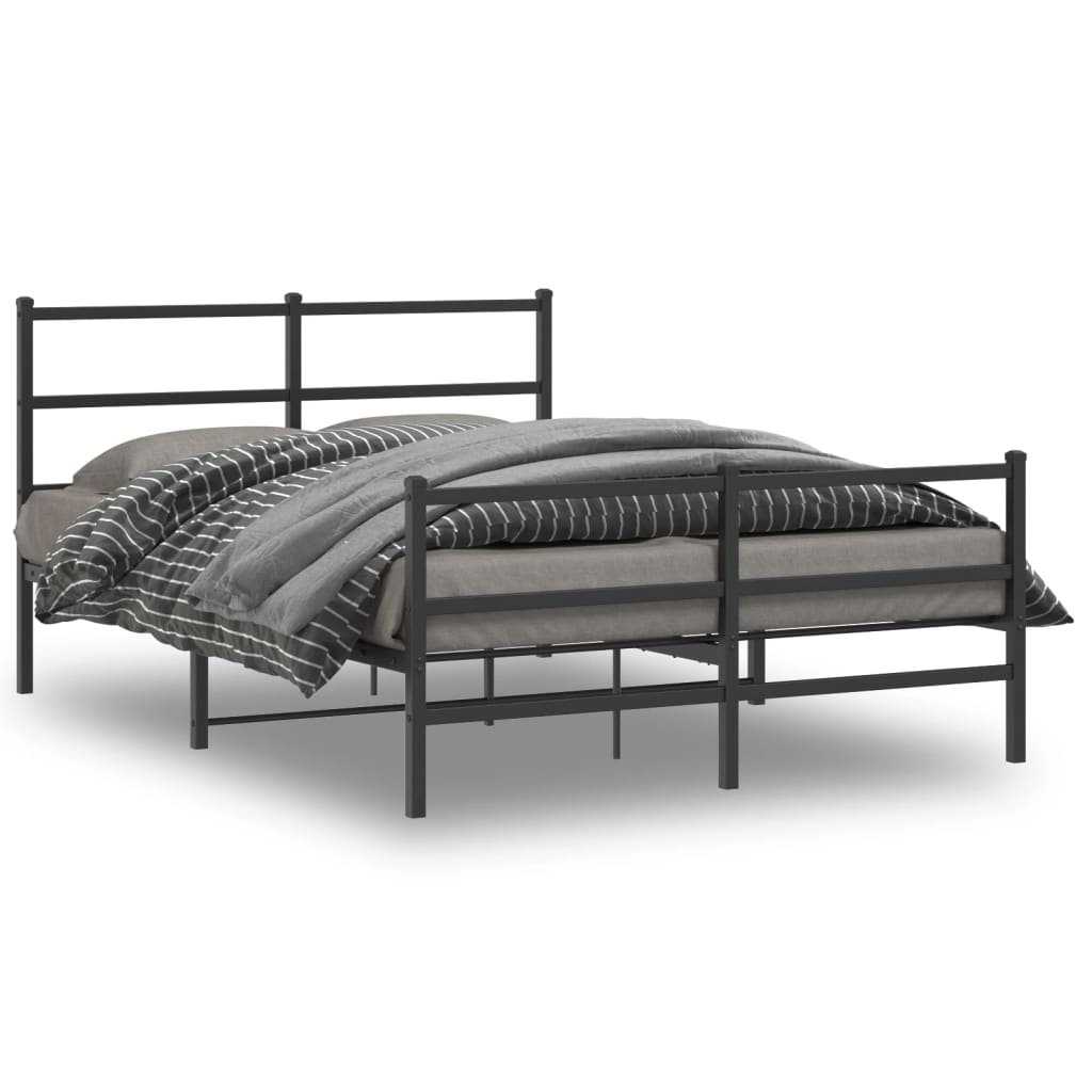 vidaXL Cadre de lit métal avec tête de lit/pied de lit noir 140x190 cm